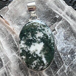 Tree or Moss Agate Stone Jewelry Crystal Pendant